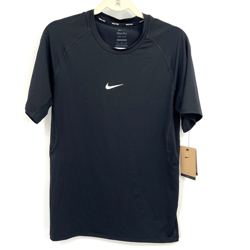 NEW Nike Pro dri-fit slim fit black t-shirt top training black quick dry M Men's
